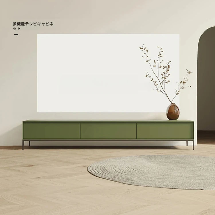 シンプルでスタイリッシュなテレビ台 - モダンデザインのグリーン収納家具 hko-4609