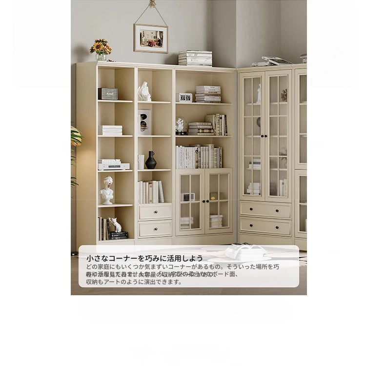 チェリー材＆パイン製キャビネット｜上品なガラス扉付き収納家具｜リビング・ダイニングに最適 hl-4880