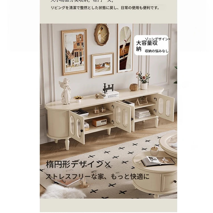 チェリー材ガラス製テレビ台 - シンプルでモダンな家のインテリアに最適！ hl-4900