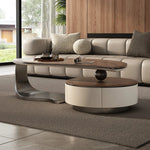 Coffee table ブラウン 多層板 合皮 ステンレス hlwy-3694