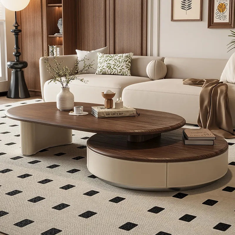 Coffee table ブラウン パイン 多層板 合皮 ステンレス hlwy-3698