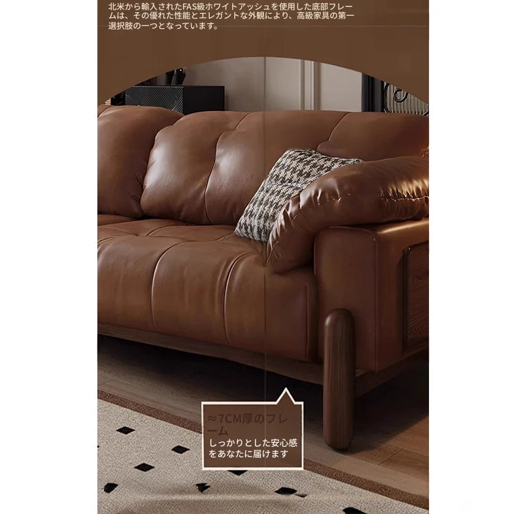 高品質アッシュ材使用 シンプル＆モダンソファー – ダウン仕様の快適さと合皮の高級感を両立 hly-3032