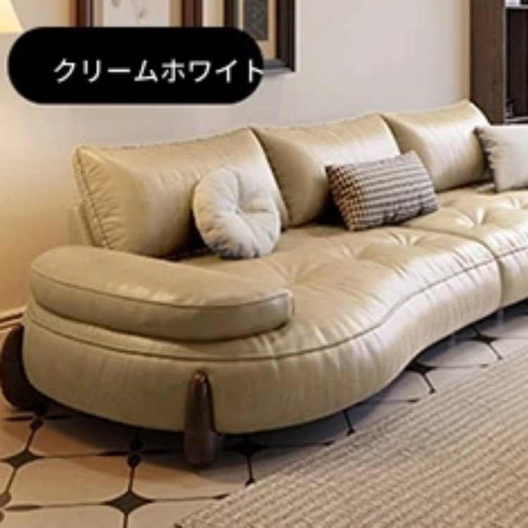 モダンなパイン素材のソファーホワイトグースダウン＆合皮使用 快適なシリコンフィルクッション付き hly-3033