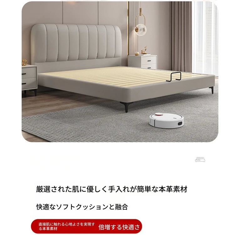 洗練されたデザインのパイン材ベッド｜本革＆合皮使用の高品質ベッドフレーム【シンプルスタイル】 hlyj-3141