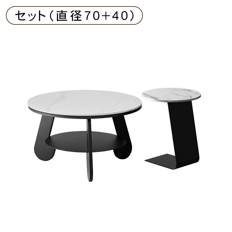 北欧モダン セラミック天板 円形センターテーブル｜シンプルデザイン リビング用 hmf-6307