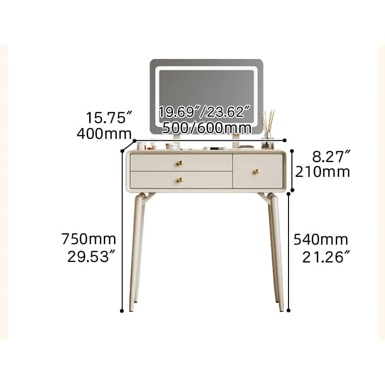 シンプルデザインの高級天然木製ドレッサーセット - イミテーションレザー＆ガラス付き hmq-1928