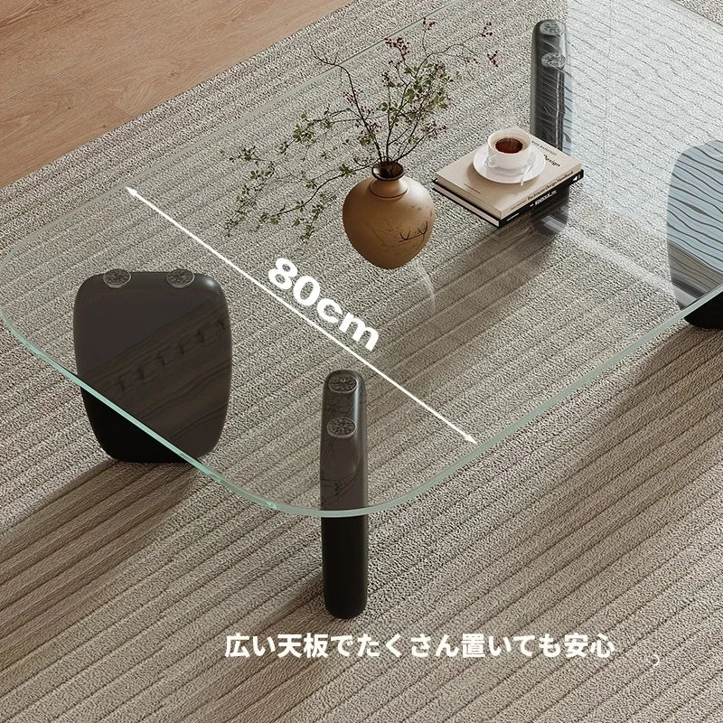 強化ガラスとアッシュ材のスタイリッシュセンターテーブル – 丈夫でエレガントなリビングルームのアクセントに最適！ hmr-4796