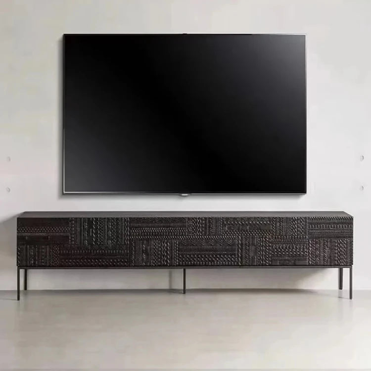 無垢材とアクリルの高級テレビ台 | シンプルで洗練されたデザイン | リビングルームに最適な収納家具 hmsf-4671