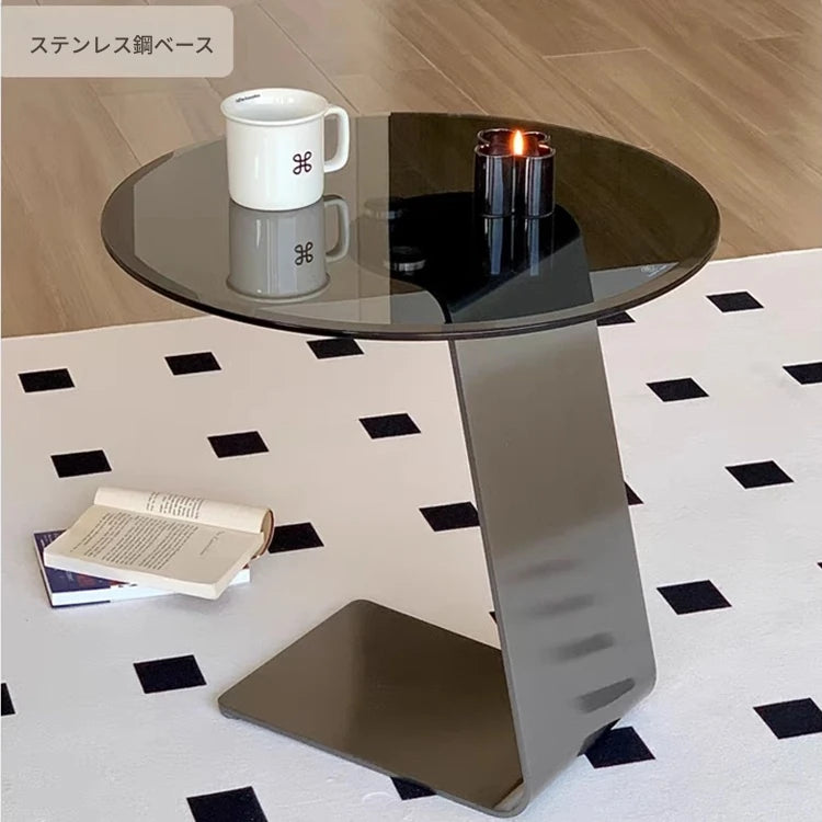 スタイリッシュなセンターテーブル 強化ガラス&ステンレス製 モダンデザイン 家庭用・オフィス用 hmx-5101