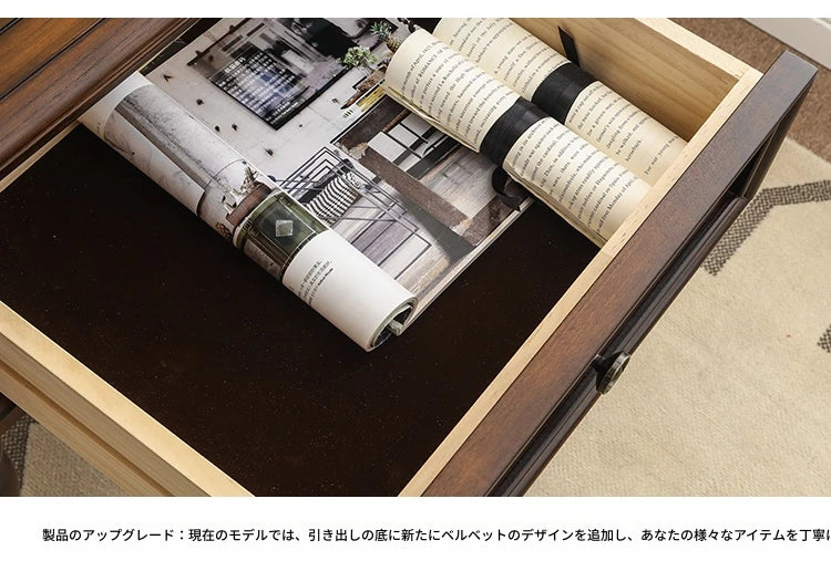 ナイトテーブル 無垢材パイン使用 2段型 高級感あふれるベッドサイドテーブル hmy-4997