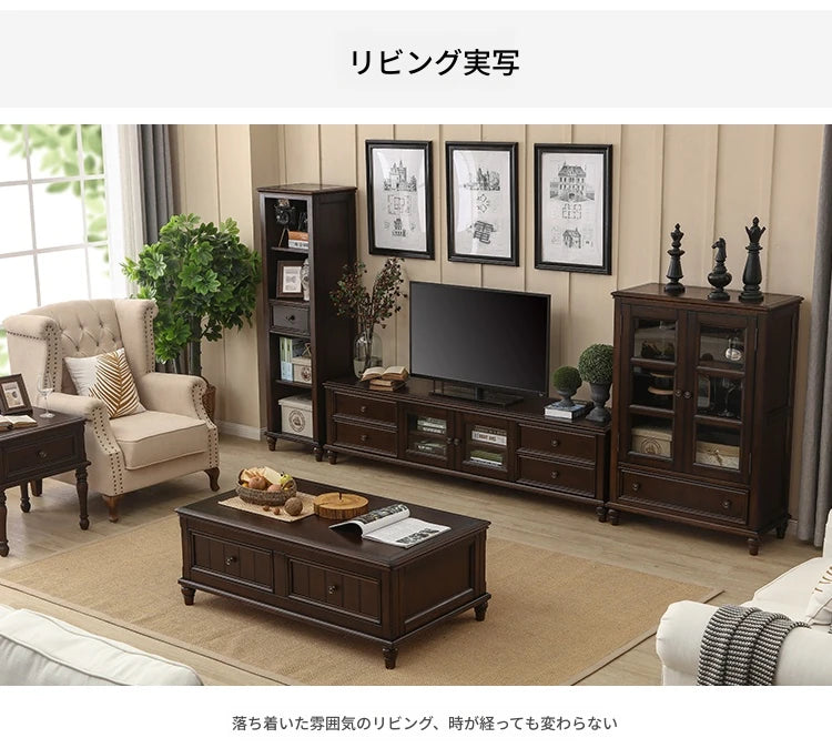 シンプルで洗練された無垢材パイン製センターテーブル｜収納付きのモダンデザイン家具 hmy-4998