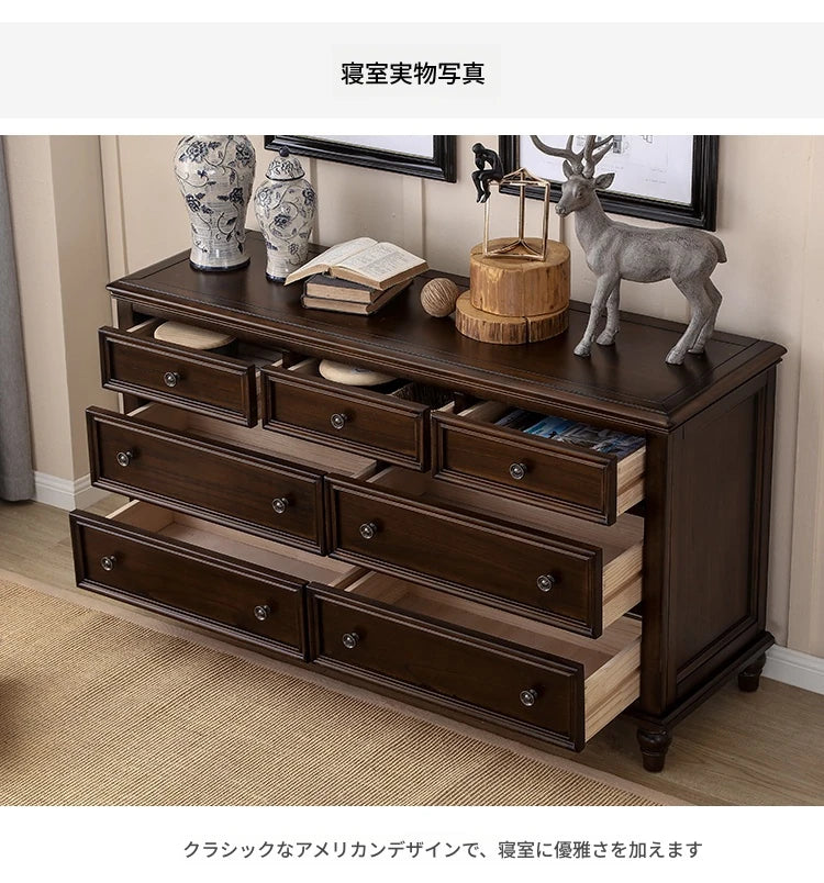 無垢材パイン使用の高級キャビネット - シンプルでエレガントな収納家具、リビングや寝室に最適！ hmy-5005