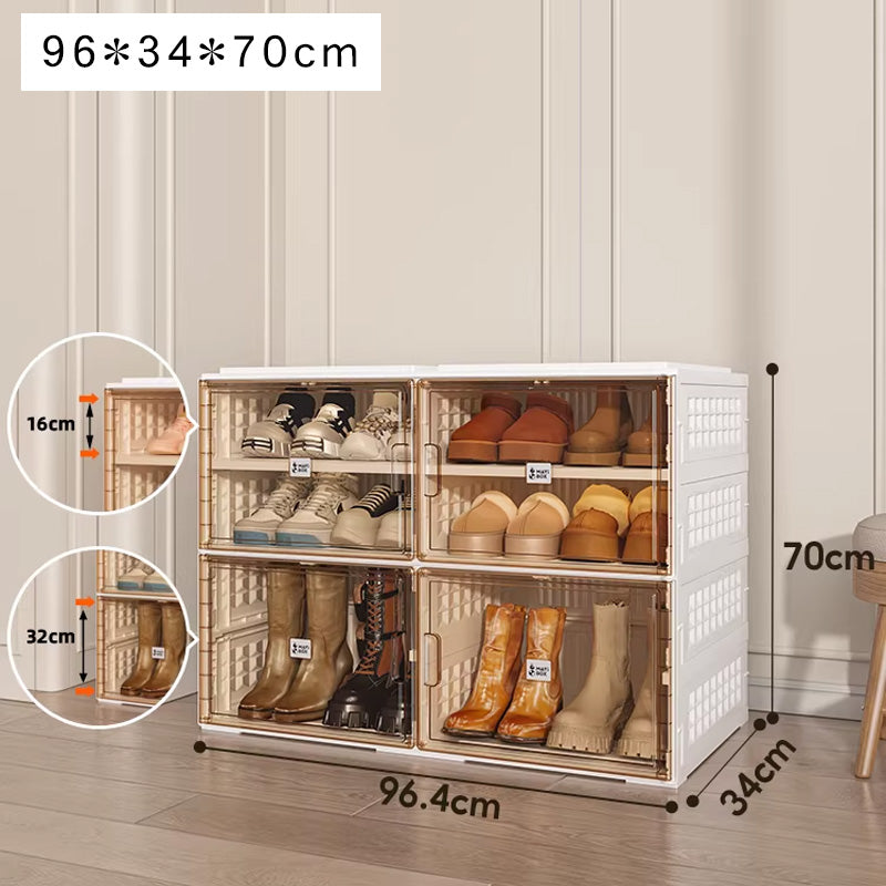 組立不要透明シューズボックス プラスチック製折りたたみ収納ラック hmyhz-5464