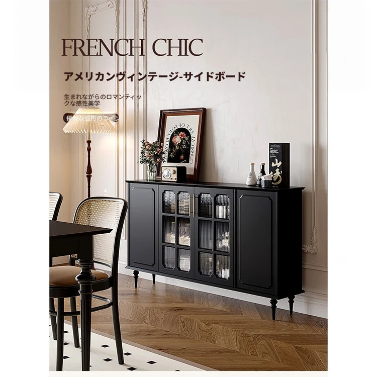 シックなデザイン無垢材キャビネット｜ガラス扉付き収納家具｜リビング・ダイニングに最適なインテリア hmz-4944