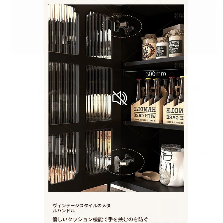 シックなデザイン無垢材キャビネット｜ガラス扉付き収納家具｜リビング・ダイニングに最適なインテリア hmz-4944