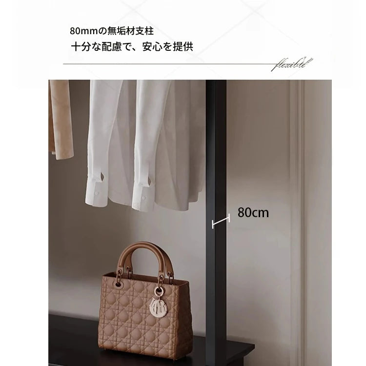 無垢材のエlegantハンガーラック - クラシックスタイル、収納付き、衣類とバッグを美しくディスプレイ！ hmz-4949