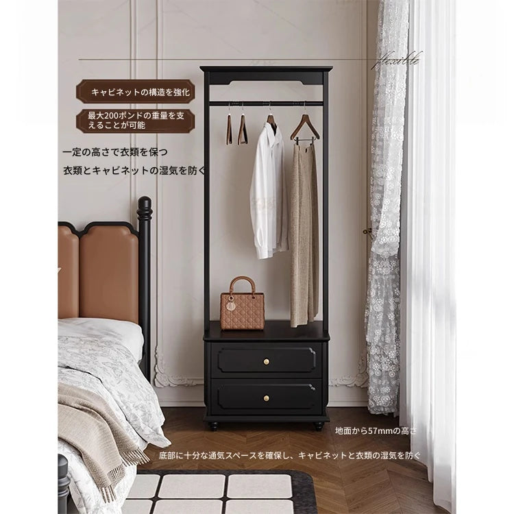 無垢材のエlegantハンガーラック - クラシックスタイル、収納付き、衣類とバッグを美しくディスプレイ！ hmz-4949