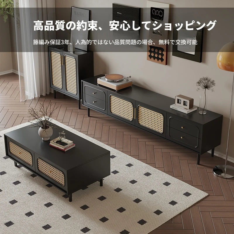 無垢材と強化ガラスのスタイリッシュテレビ台 - モダンなリビングルームに最適な収納家具 hmz-4951