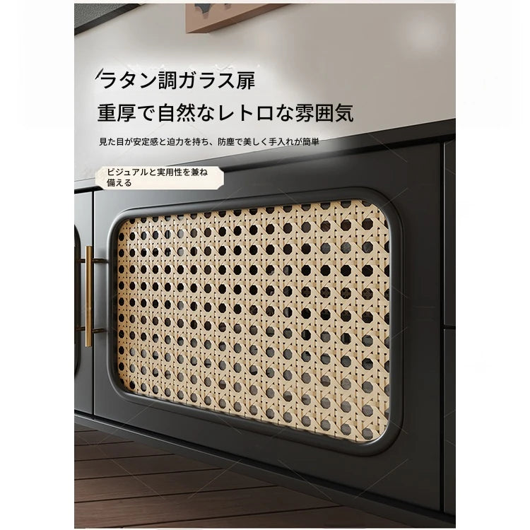 無垢材と強化ガラスのスタイリッシュテレビ台 - モダンなリビングルームに最適な収納家具 hmz-4951