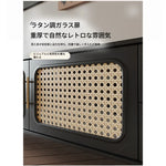 無垢材と強化ガラスのスタイリッシュテレビ台 - モダンなリビングルームに最適な収納家具 hmz-4951