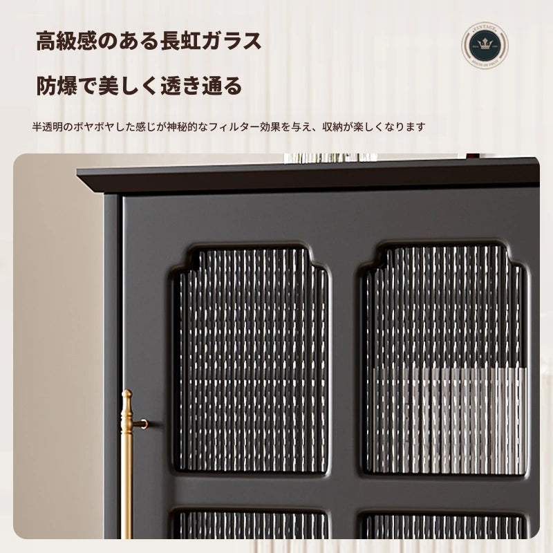 無垢材ガラスキャビネット - シックなデザインでおしゃれな収納空間を演出！ hmz-4956