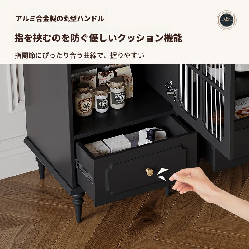 無垢材ガラスキャビネット - シックなデザインでおしゃれな収納空間を演出！ hmz-4956