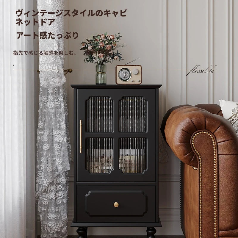 無垢材ガラスキャビネット - シックなデザインでおしゃれな収納空間を演出！ hmz-4956