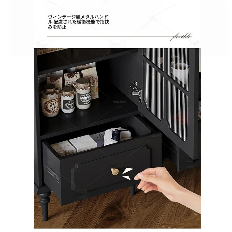 無垢材ガラスキャビネット - シックなデザインでおしゃれな収納空間を演出！ hmz-4956