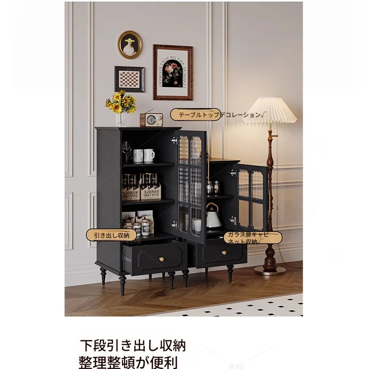 無垢材ガラスキャビネット - シックなデザインでおしゃれな収納空間を演出！ hmz-4956