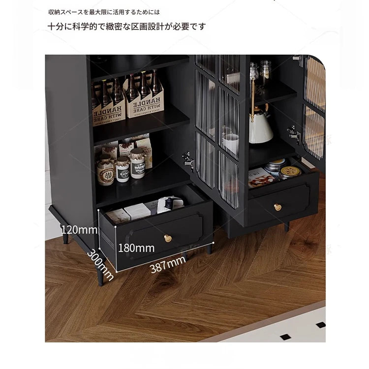 無垢材ガラスキャビネット - シックなデザインでおしゃれな収納空間を演出！ hmz-4956