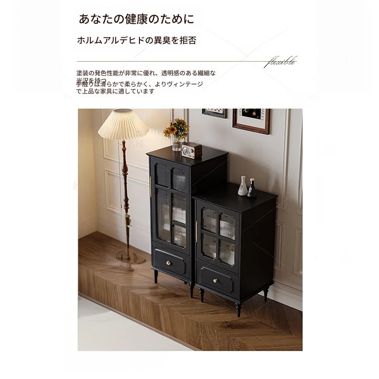 無垢材ガラスキャビネット - シックなデザインでおしゃれな収納空間を演出！ hmz-4956