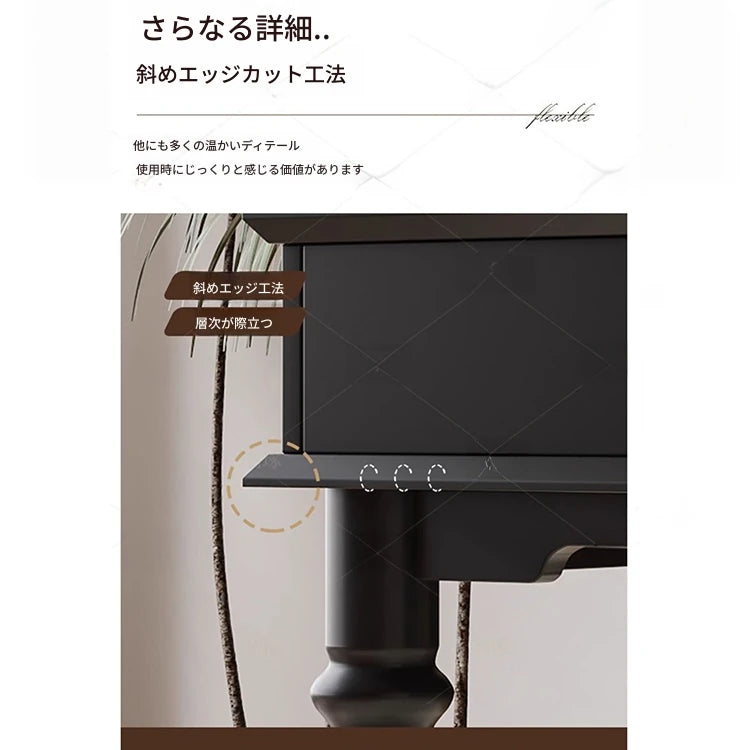 無垢材ガラス製ドレッサー｜エレガントなデザインと広々収納で美しさを引き立てるコスメ台 hmz-4960