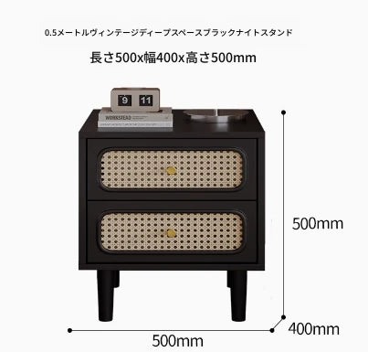 無垢材と強化ガラスのシンプルでスタイリッシュなナイトテーブル - 押し入れ付きデザイン hmz-4961