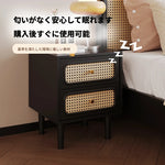 無垢材と強化ガラスのシンプルでスタイリッシュなナイトテーブル - 押し入れ付きデザイン hmz-4961
