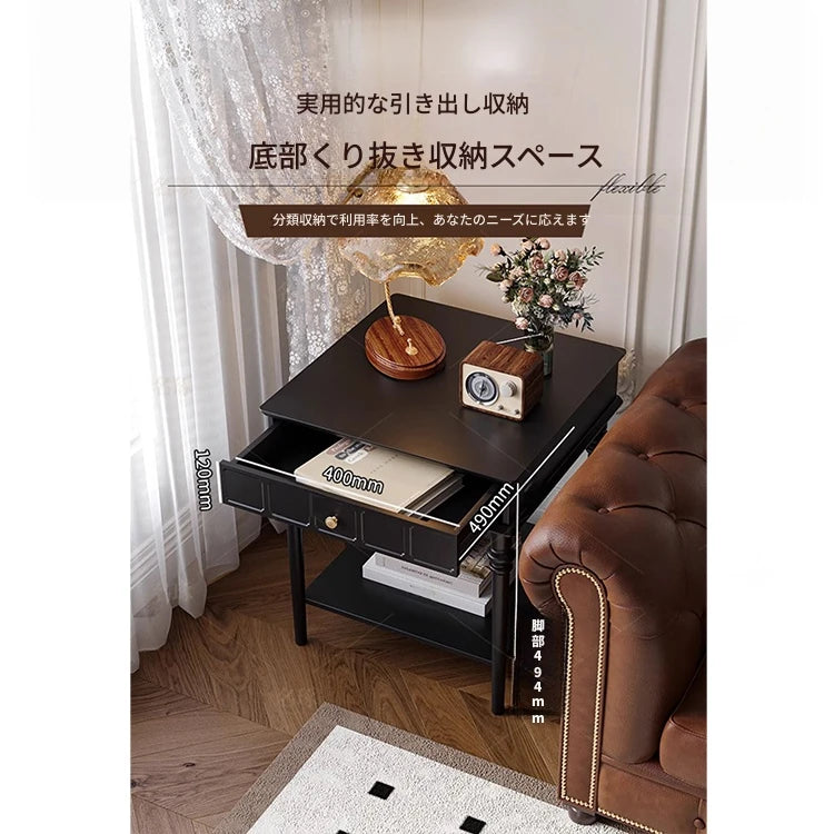 シンプルでスタイリッシュなブラックセンターテーブル - おしゃれなリビングに最適な収納付きデザイン hmz-4963