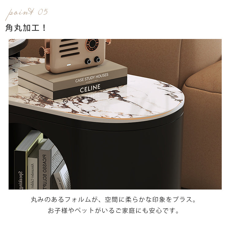 クリーム風ソファサイドテーブル 岩板製 リビング用 移動式 組み合わせ小型コーヒーテーブル モダンシンプル クリエイティブ 家庭用ワゴン hoq-5377
