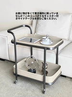ステンレス製合成皮革センターテーブル｜おしゃれで機能的なリビング家具｜モダンデザインのキャスターテーブル hqy-5201