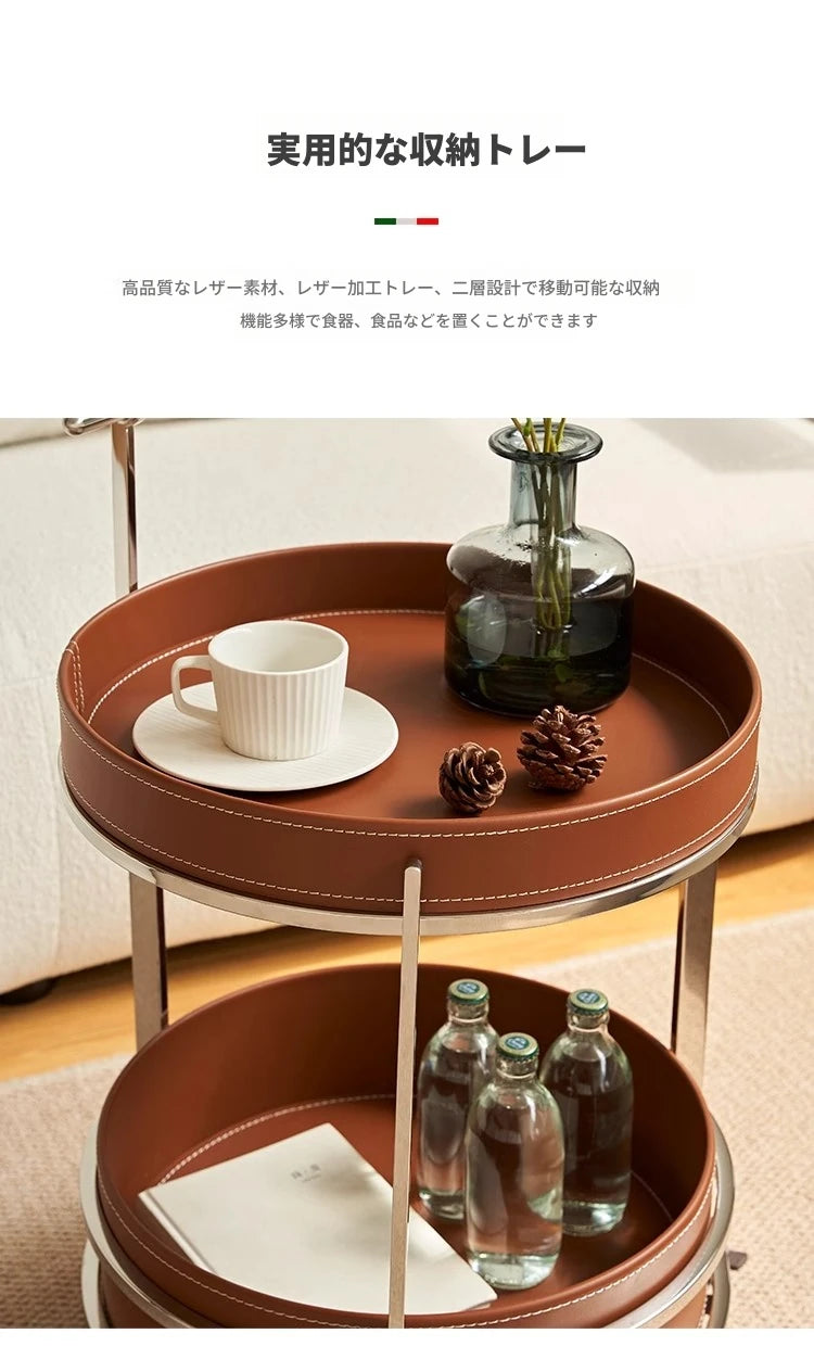 スタイリッシュなステンレス製センターテーブル | 合成皮革仕上げ | モダンインテリアにぴったりのサイドテーブル hqy-5203