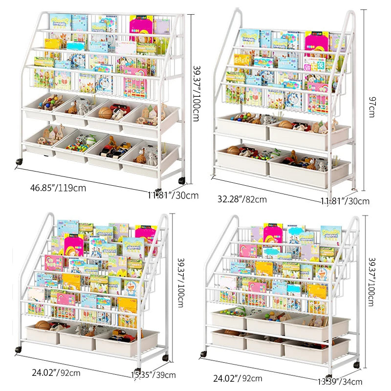 子供用多機能収納ラック - おもちゃ＆絵本オーガナイザーキャスター付き hsen-2030