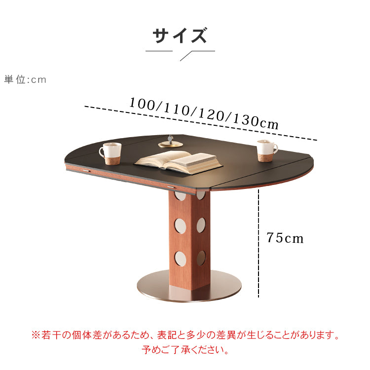 無垢材バウハウスデザイン 多機能ダイニングテーブル セラミック天板 正方形折りたたみラウンド hsgmy-5726