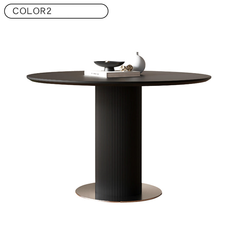 セラミック天板ラウンドテーブル フレンチデザイン ローマ柱 脚 モダンラグジュアリー ホワイト＆ブラック hsgmy-5727