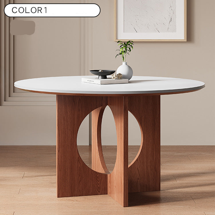 無垢材ラウンドテーブル セラミック天板 ピュアホワイト モダンミニマル hsgmy-5729