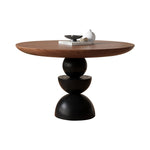 無垢材ラウンドテーブル フレンチヴィンテージ ウォールナット色 小型住宅向け hsgmy-5733