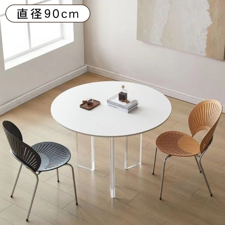 北欧風コンパクト住宅向け シンプル ラウンドアクリルセラミック天板 浮遊デザインダイニングテーブル hsgmy-5734