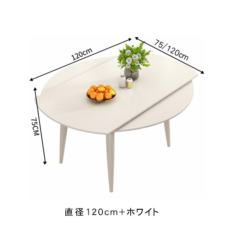 セラミック天板ダイニングテーブル ミルクカラー 伸縮式 モダンシンプル 軽奢デザイン 丸型 小型家用 hsjh-3512