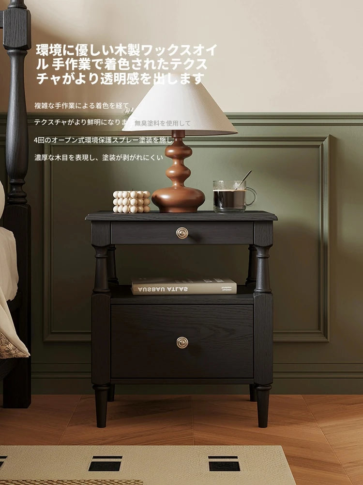 アッシュ材のナイトテーブル - モダンでスタイリッシュなデザイン、収納力抜群のベッドサイドテーブル hsms-4914