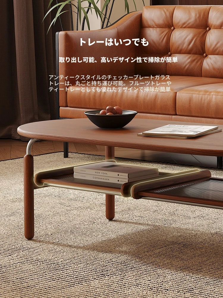 アッシュ材・ステンレス・ガラス製のスタイリッシュセンターテーブル - モダンなリビングルームに最適！ hsms-4918