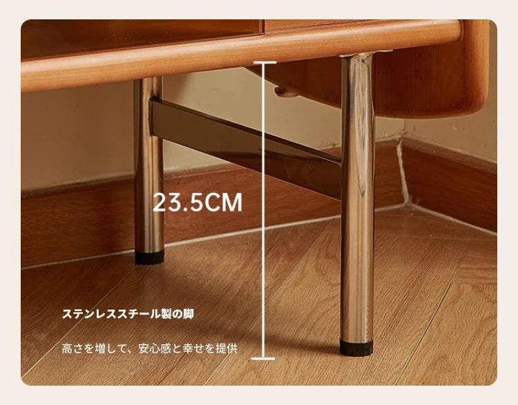 無垢材と強化ガラス使用のデザインキャビネット - スタイリッシュ収納家具 hsms-4935