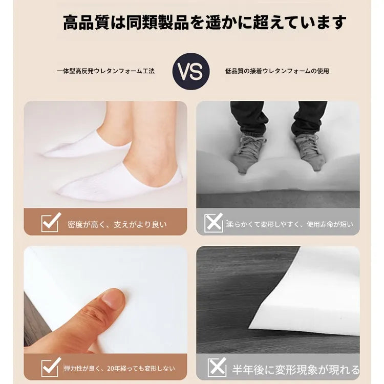 高密度ウレタンマットレス 1.5m・1.8m対応｜厚手・適度な硬さ｜シングル・ダブル・畳にも対応 hsxd-3639