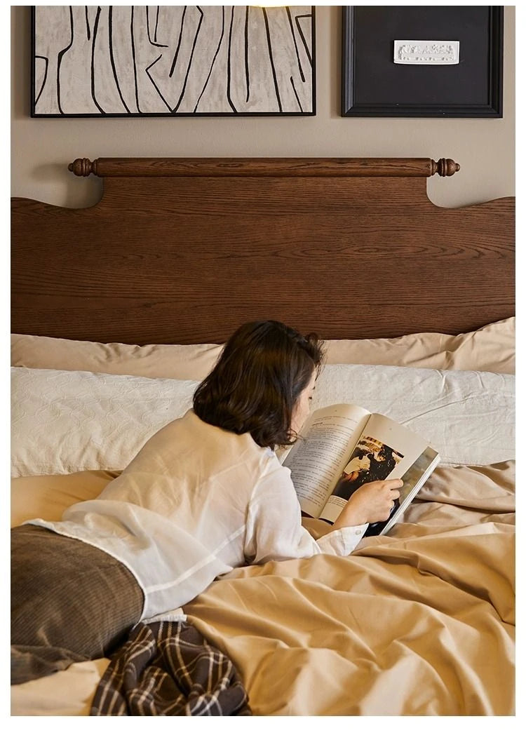 レッドオーク無垢材の高級ベッド｜スタイリッシュなデザインで快適な睡眠空間を実現！ hsxz-2163